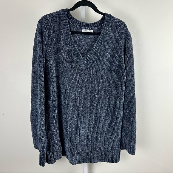 Orvis Ladies' Chenille Tunic Sweater Marled Navy, X-Large Cozy Casual Confort - Picture 1 of 11